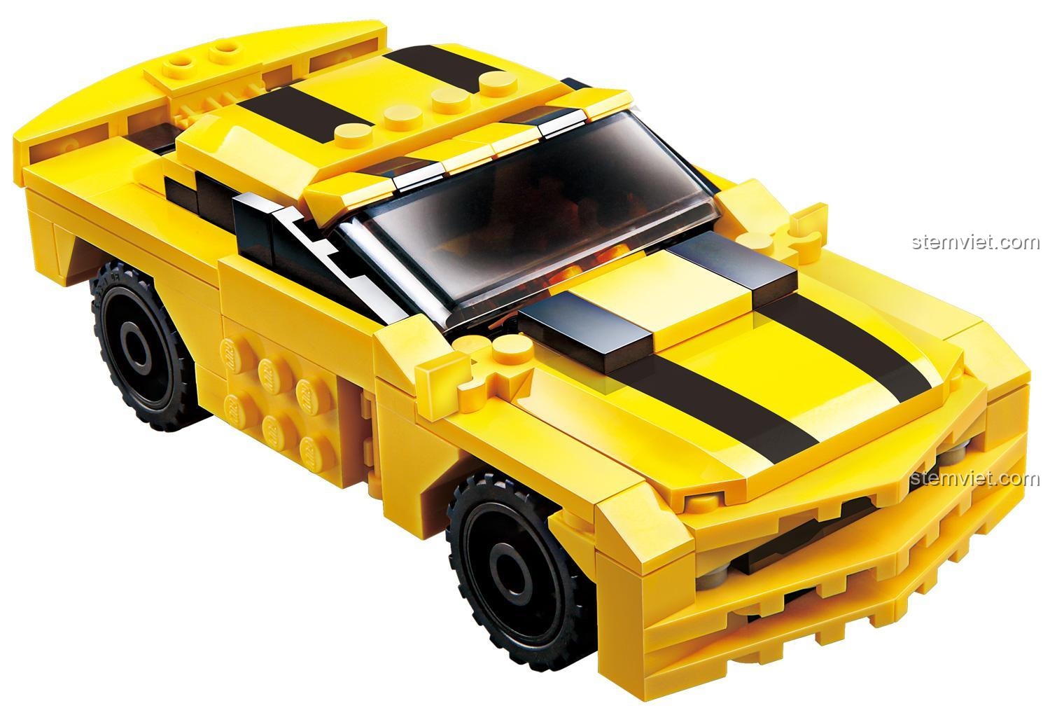 Mô hình xe hơi Chevrolet Camaro từ bộ lắp ráp GUDI 8711 Robot Biến Hình Bumblebee, đồ chơi sáng tạo cho bé trai.