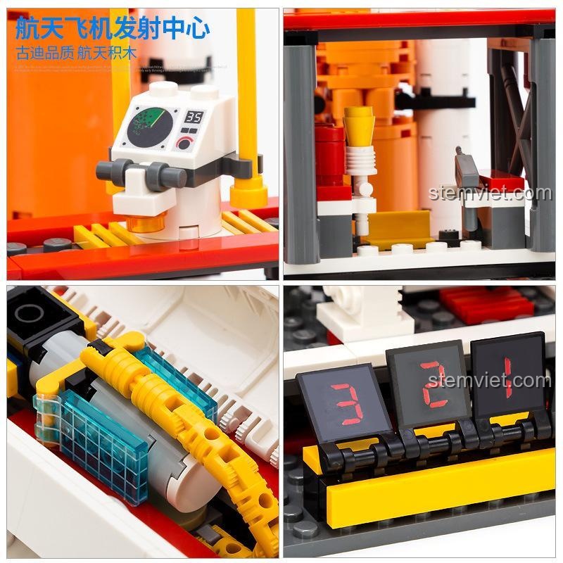 Mô hình Tàu Con Thoi GUDI, Trung tâm Vũ trụ 8815 với chi tiết bảng điều khiển, động cơ, mang lại trải nghiệm lắp ráp tuyệt vời cho bé trai.