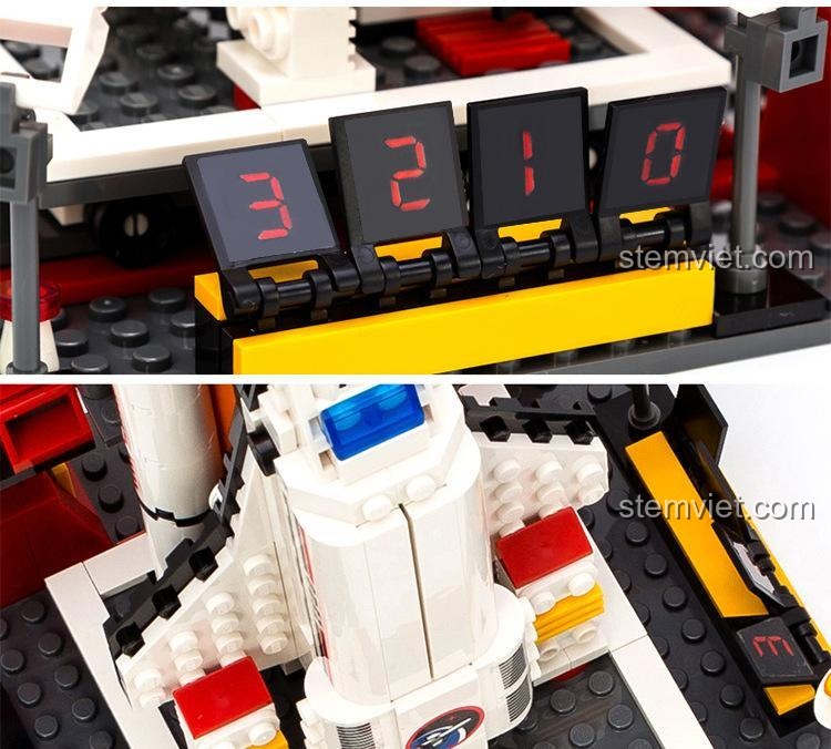 Bộ lắp ghép GUDI 8815, đồ chơi mô hình Trung tâm Phóng Tàu Con Thoi với đồng hồ đếm ngược 3-2-1-0 và các chi tiết tinh xảo của tàu con thoi.