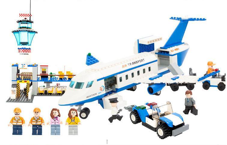 Bộ đồ chơi Sân bay quốc tế GUDI 8912 với máy bay chở khách, tháp điều khiển và xe phục vụ, 652 mảnh ghép, phù hợp bé trai 6 tuổi, giá tốt