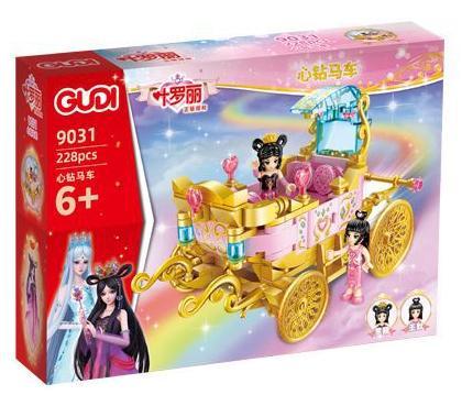 Hộp bộ lắp ráp GUDI 9031 Xe Ngựa Trái Tim Kim Cương Diệp La Lệ cho bé gái 6 tuổi.