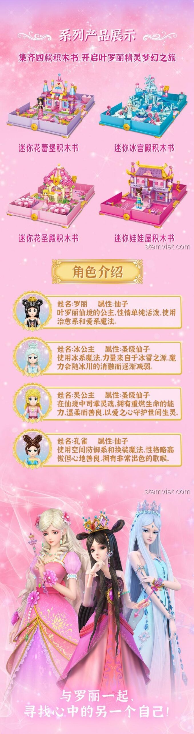 Các mẫu sách xếp hình GUDI Diệp La Lệ, bao gồm GUDI 9036 Lâu đài hoa, đa dạng lựa chọn cho bé gái yêu thích cổ tích.