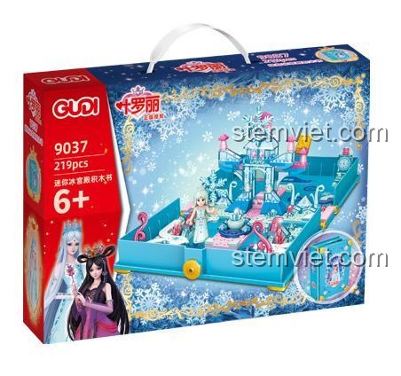 Cung điện băng GUDI9037, hộp đồ chơi lắp ghép GUDI 9037, bộ lắp ghép Cung điện băng Diệp La Lệ, quà tặng sinh nhật cho bé gái 6 tuổi.