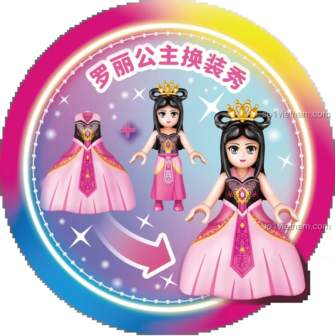 Minifigure công chúa Ye Luoli trong bộ lắp ghép GUDI 9040, đồ chơi lắp ghép Lâu đài Hoa Lôi