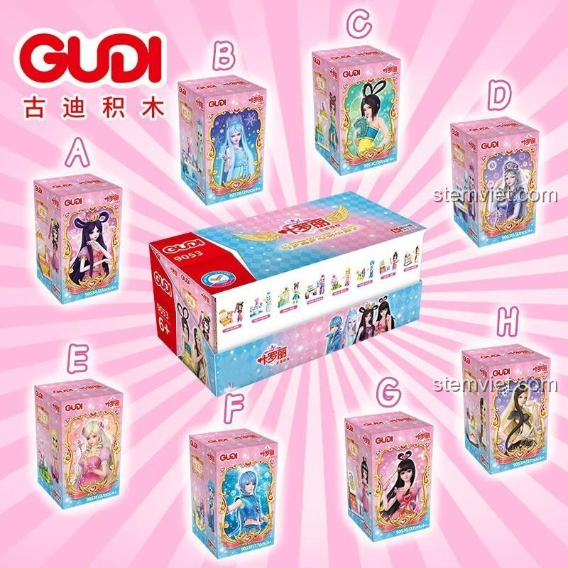 Toàn bộ sưu tập 8 hộp nhỏ của bộ đồ chơi 9053 GUDI Các nàng tiên trong Diệp La Lệ, phù hợp cho bé gái.