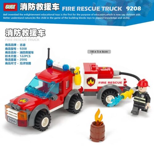 bộ lắp ghép Xe Cứu Hỏa GUDI 9208 cho bé trai 6 tuổi giá rẻ, đồ chơi lắp ráp Xe Chữa Cháy chất lượng cao