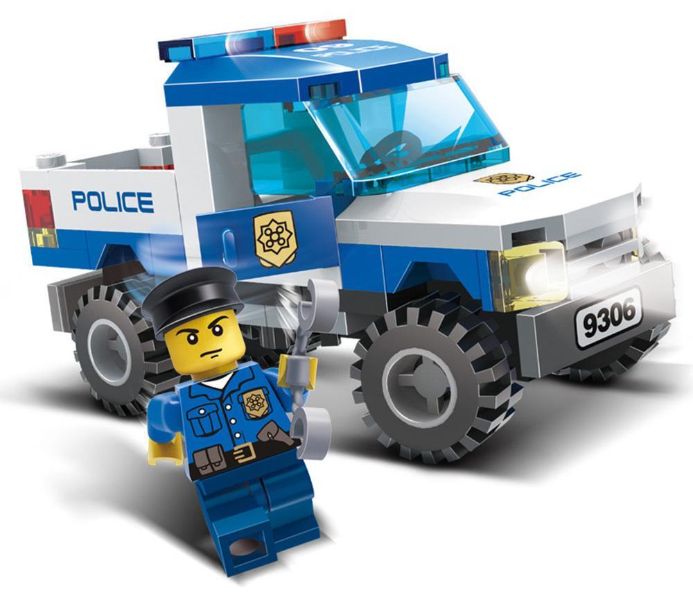Bộ lắp ghép GUDI 9406 Xe Bán Tải Cảnh Sát, đồ chơi lắp ráp cho bé trai 6 tuổi, giá tốt, có minifigure cảnh sát.
