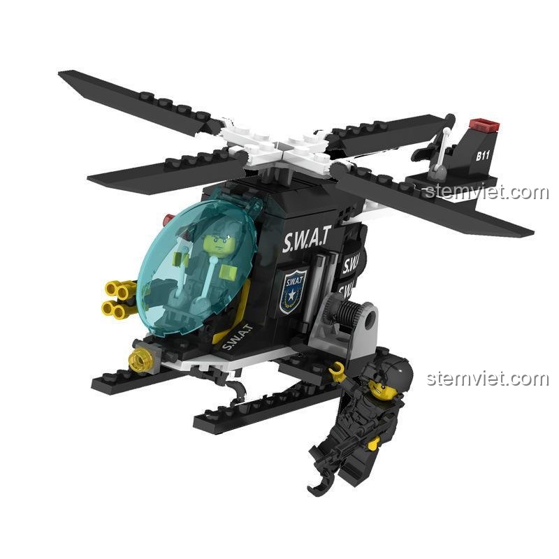 Trực thăng SWAT GUDI 9414, đồ chơi mô hình Trực thăng cảnh sát cho bé trai 6 tuổi, chất lượng cao