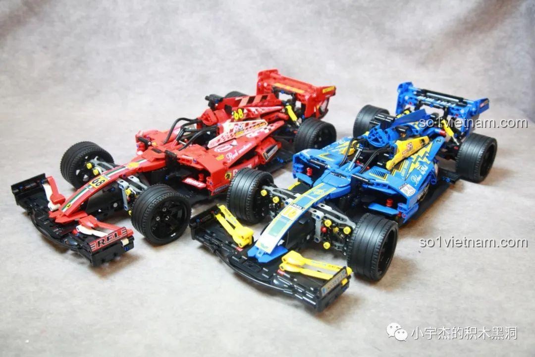 Hai chiếc xe đua F1 K-Box sau khi được dán sticker, lột xác hoàn toàn với vẻ ngoài chuyên nghiệp và sống động.