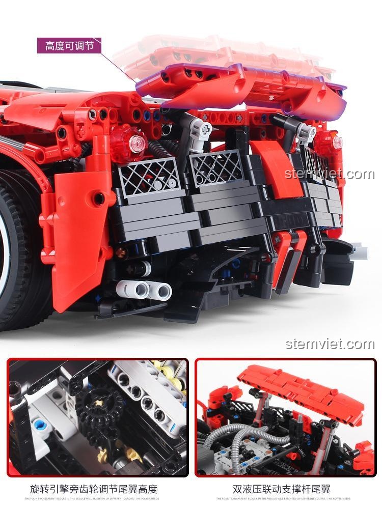 Tính năng gạt mưa xoay liên tục bộ lắp ghép Ferrari LaFerrari XQ1002, đồ chơi mô hình siêu xe Happy Build, chất lượng cao cho con trai