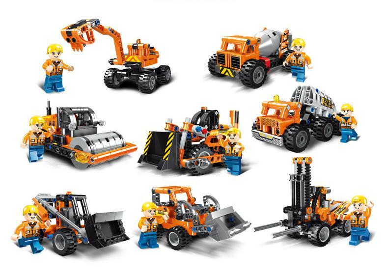 Bộ đồ chơi lắp ráp Happy Build XQ3001-3 xe công trình 875 mảnh cho bé trai 6 tuổi, giá tốt