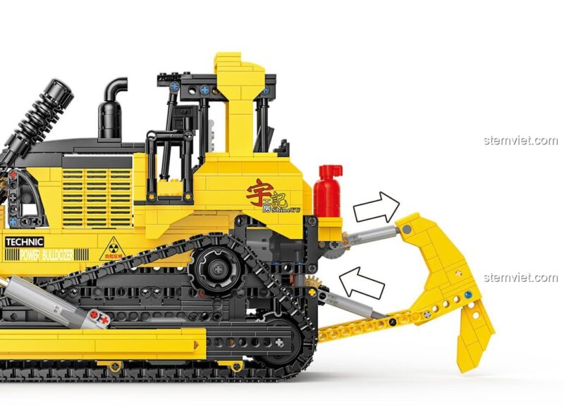 Tính năng nâng hạ móc xới của bộ xếp hình Mô hình Xe Ủi Đất Happy Build 22011, một món đồ chơi technic chất lượng cao.