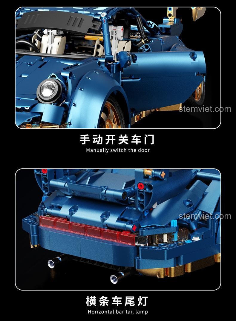 Cánh gió lớn mạ vàng của Siêu xe Porsche 911 XinYu Technology, tăng tính thẩm mỹ và khí động học cho mô hình.