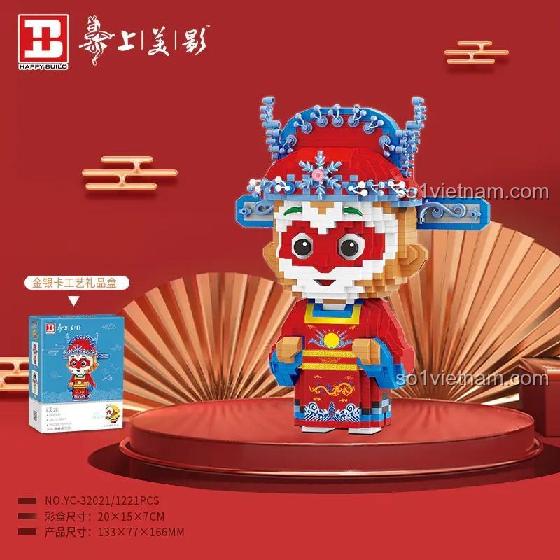 Mô hình Tôn Ngộ Không Trạng Nguyên 1221 mảnh ghép, đồ chơi lắp ráp Tôn Ngộ Không Trạng Nguyên, bộ đồ chơi Tôn Ngộ Không Trạng Nguyên HAPPY BUILD, Tôn Ngộ Không Trạng Nguyên YC-32021