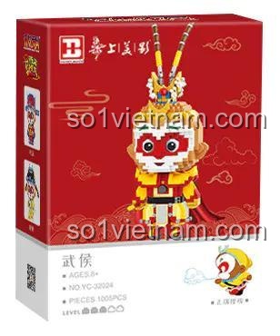 Mô hình Tôn Ngộ Không Đại Náo Thiên Cung và hộp sản phẩm bộ lắp ghép Happy Build YC-32024, 1005 mảnh ghép, đồ chơi giáo dục cho bé trai 14 tuổi