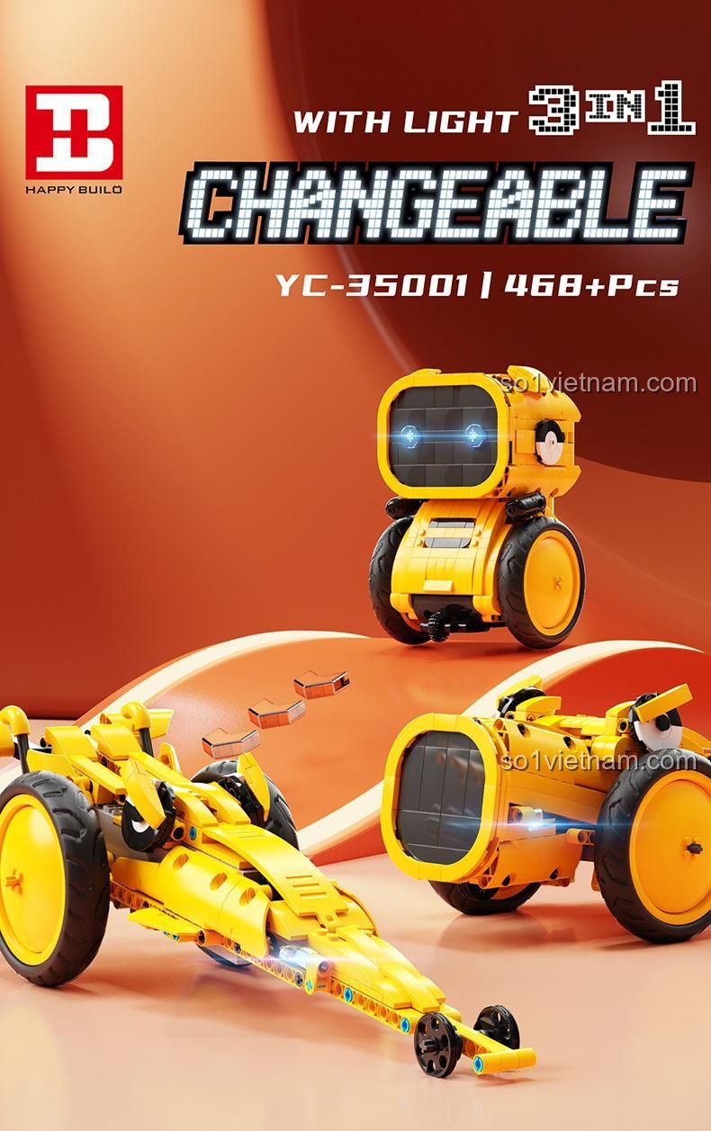 Các chế độ lắp ráp của robot biến hình HAPPY BUILD YC-35001