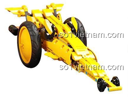 Robot biến hình HAPPY BUILD YC-35001 dạng xe đua màu vàng