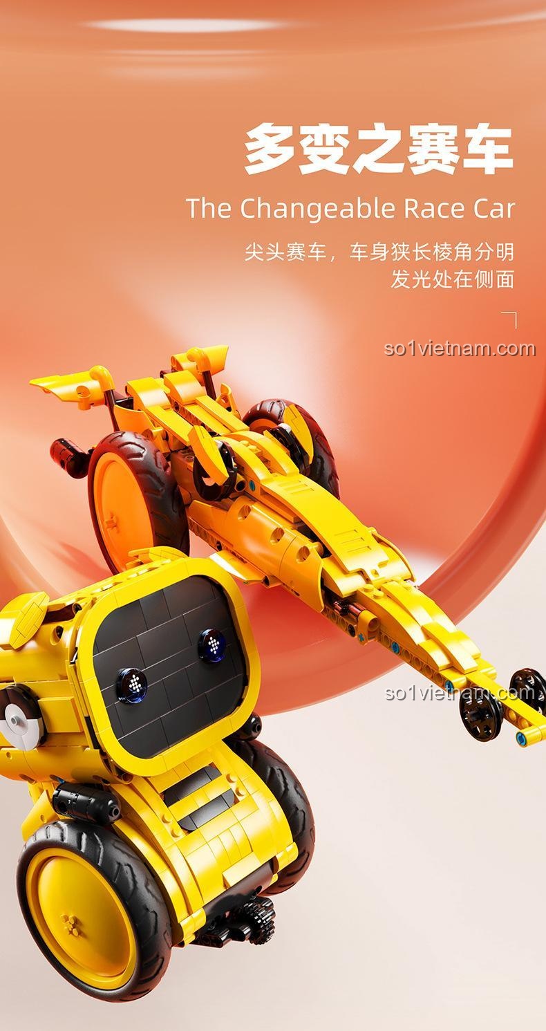 Robot biến hình HAPPY BUILD YC-35001 với đèn sáng ở bên