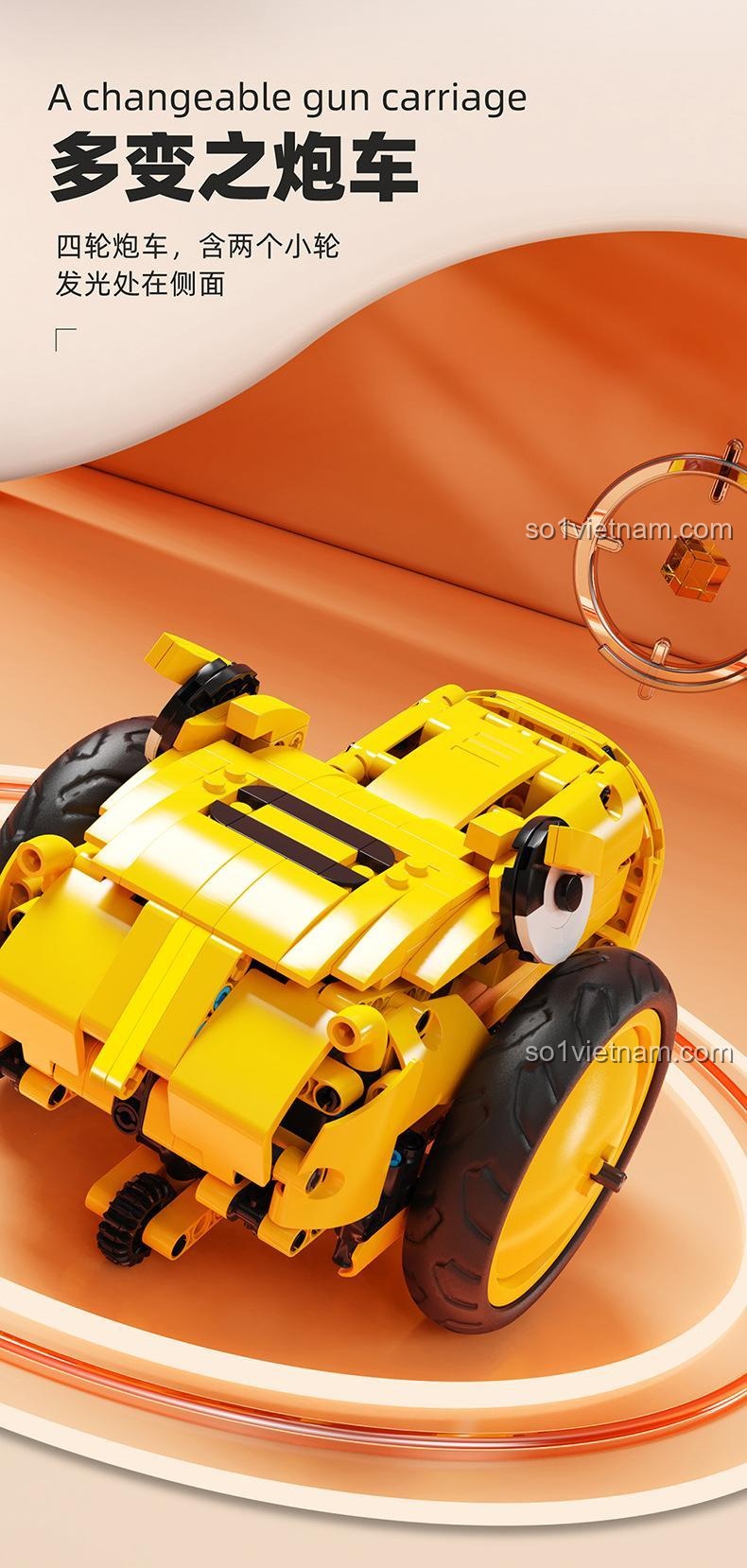 Robot biến hình HAPPY BUILD YC-35001 với đèn sáng ở mặt