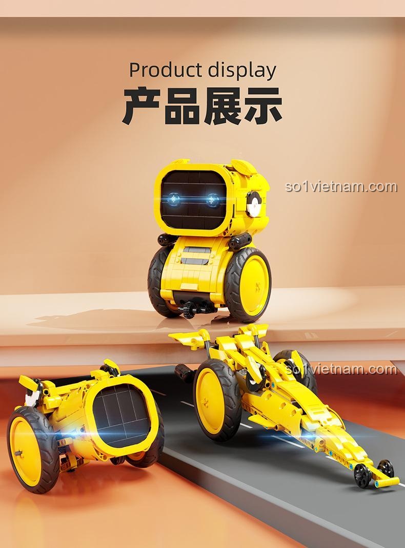 Robot biến hình HAPPY BUILD YC-35001 với đèn sáng ở thiết bị bên mặt sáng