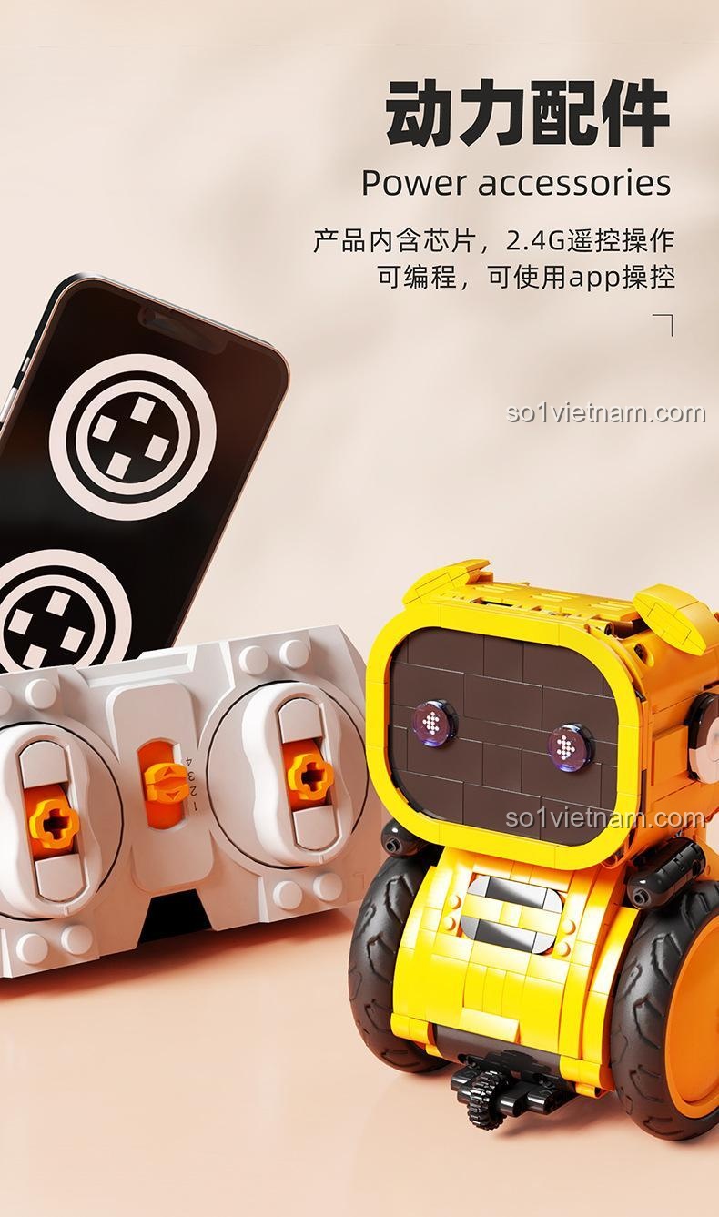 Robot biến hình HAPPY BUILD YC-35001 với đèn sáng ở thiết bị bên