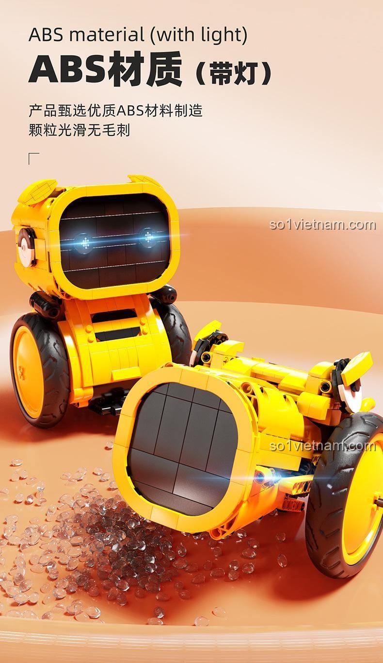 Robot biến hình HAPPY BUILD YC-35001 với đèn sáng ở thiết bị mặt