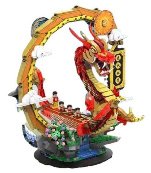 Bộ lắp ráp Mô hình Long Đằng Tứ Hải Happy Build YC-50004, đồ chơi mô hình rồng vàng và thuyền rồng độc đáo cho bé trai 8 tuổi.