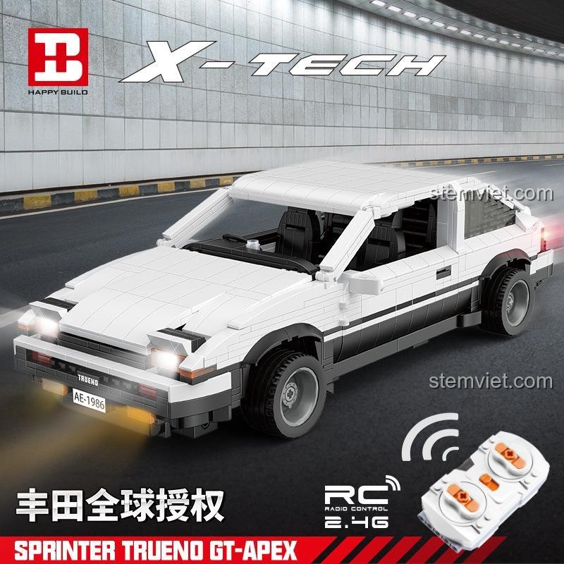 Mô hình Toyota AE86 điều khiển từ xa Happy Build YC-QC003, đồ chơi xe drift có đèn LED, phù hợp bé trai 8 tuổi đam mê tốc độ.