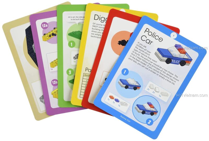 Bộ thẻ hướng dẫn lắp ráp LEGO® Heel-Verlag ISBN9783868529265, 52 thẻ dự án sáng tạo, đồ chơi STEM cho bé 6 tuổi