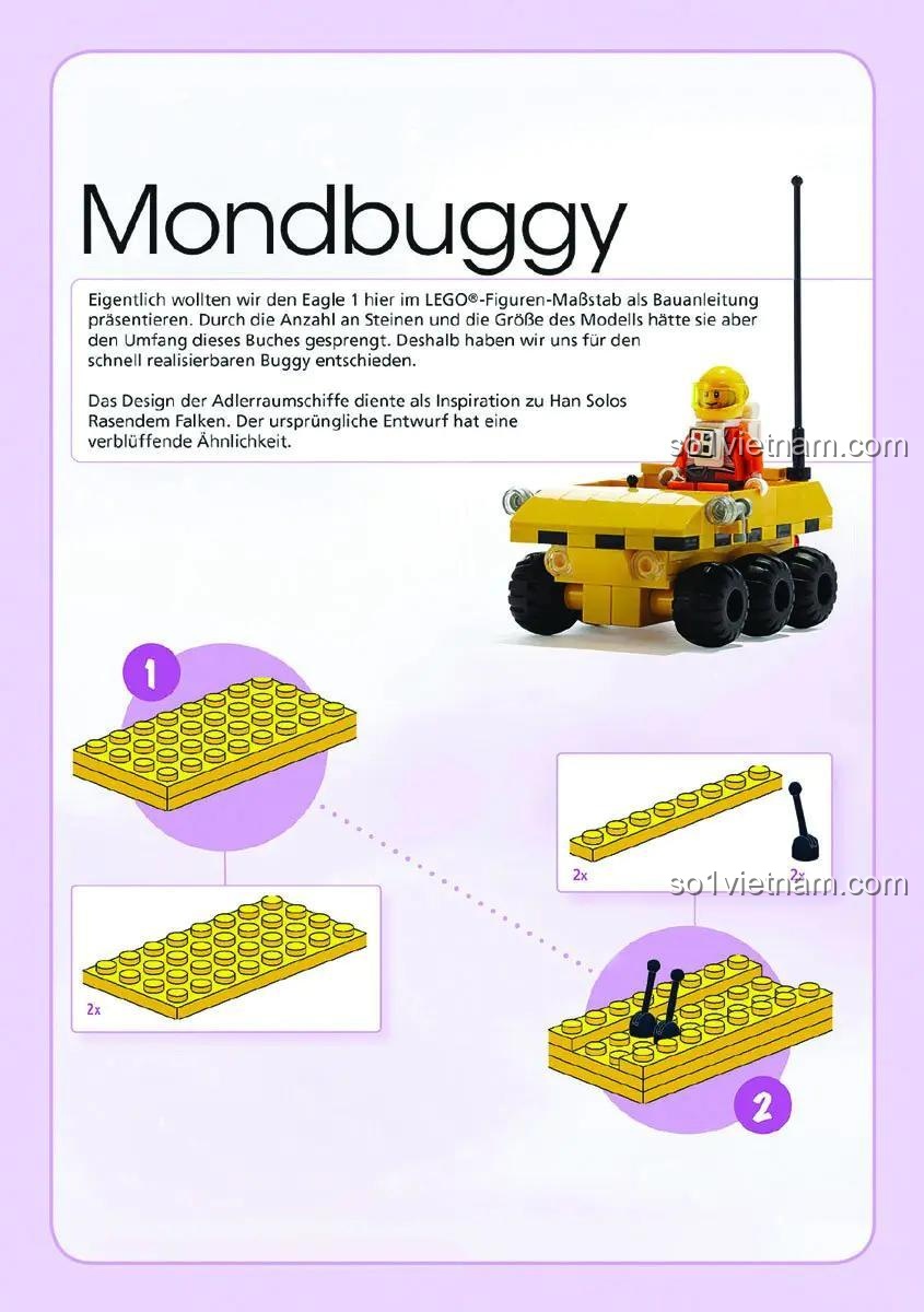 Hướng dẫn lắp ráp Moonbuggy từ sách hướng dẫn lắp ráp LEGO® Heel-Verlag ISBN9783868529265, phát triển tư duy logic, đồ chơi sáng tạo