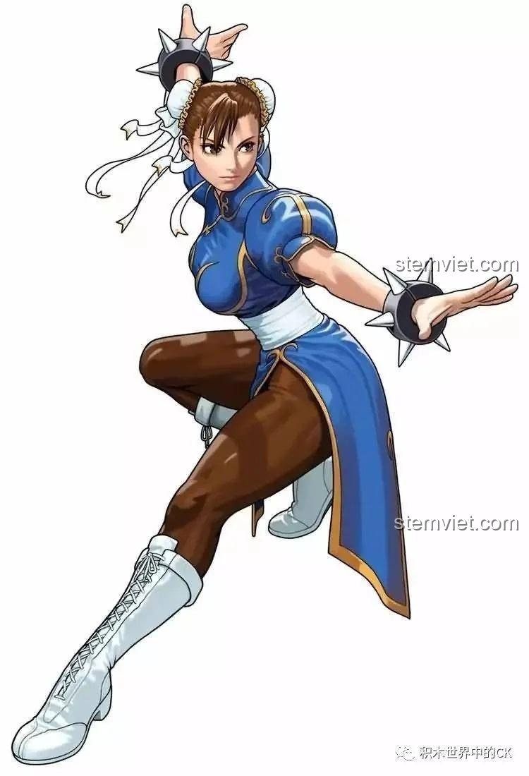 Hình ảnh minh họa nhân vật Chun-Li trong game Street Fighter, biểu tượng của đồ chơi lắp ráp Chun-Li.