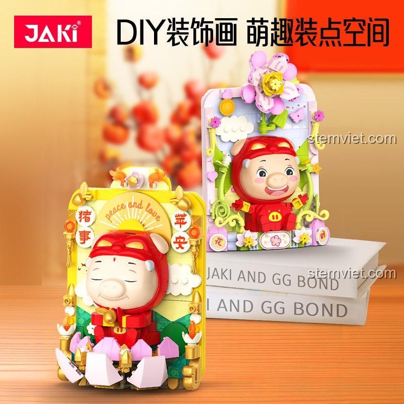 Hình ảnh sản phẩm JAKI JK6805 猪猪侠 猪你花财 bộ lắp ghép trang trí sáng tạo cho bé gái