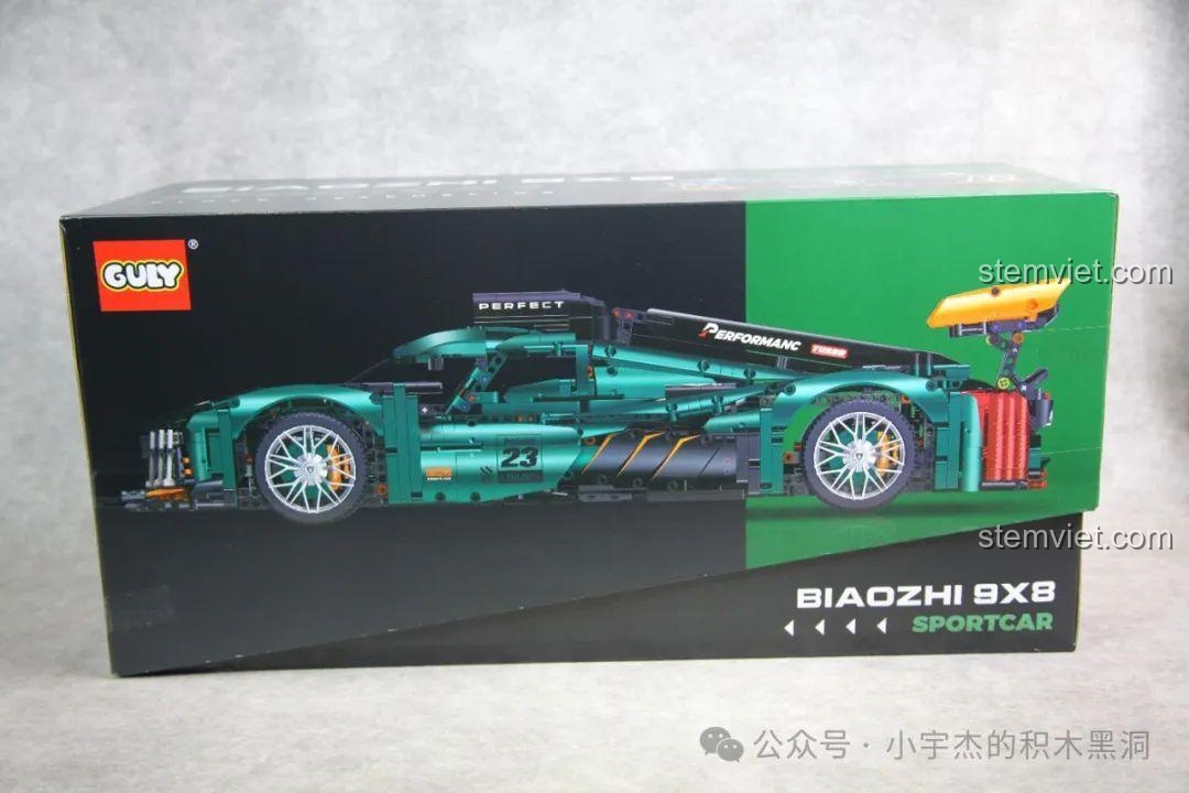 Góc nhìn khác của hộp bộ xếp hình Peugeot 9X8 Hypercar cho trẻ em từ 8 tuổi, mã 10616.