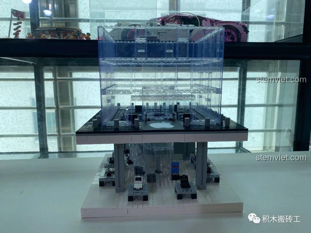 Hoàn thiện phần tường kính cho tầng hai của bộ Sembo 6900 Tòa nhà Apple Store, tạo nên vẻ ngoài hiện đại.