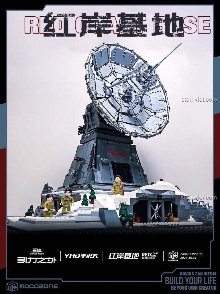 Mô hình đồ chơi lắp ráp Hồng Ngạn Cơ Địa Tam Thể Yangheda YHD 900500200020 hoàn chỉnh với radar khổng lồ.