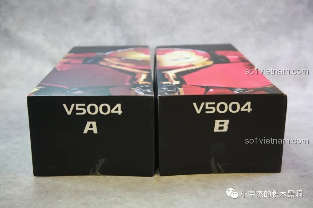 Hai hộp nhỏ A và B bên trong hộp lớn KBOX V5004 Giáp Chống Hulk MK44, phân loại chi tiết.