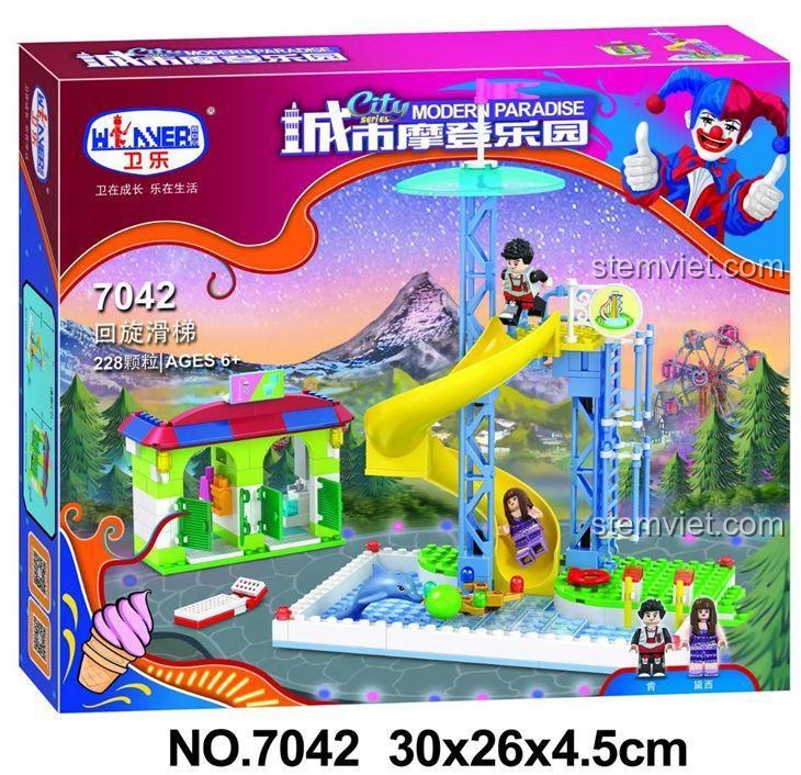 Hộp bộ lắp ghép Winner 7042 Công viên giải trí: Cầu trượt xoay vòng