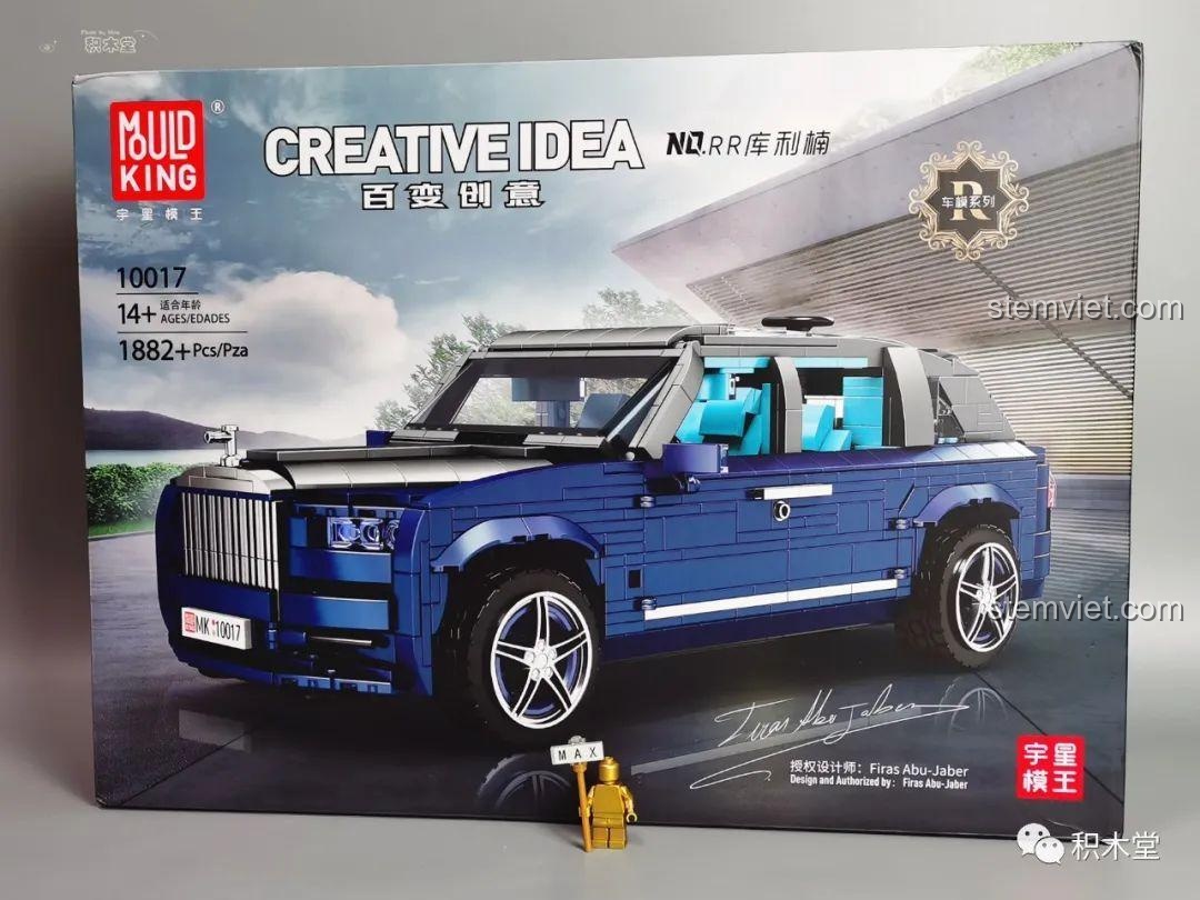 Hộp bộ lắp ráp Mould King 10017 Rolls-Royce Cullinan với hình ảnh xe và thông tin 1882 mảnh ghép, phù hợp 14+.