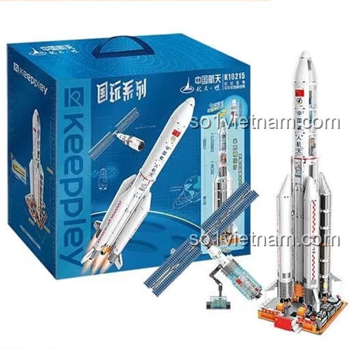 Hộp bộ lắp ghép Keeppley K10215 Tên lửa Trường Chinh 5 và Trạm Vũ trụ Thiên Cung, đồ chơi cho bé trai 8 tuổi, giá rẻ