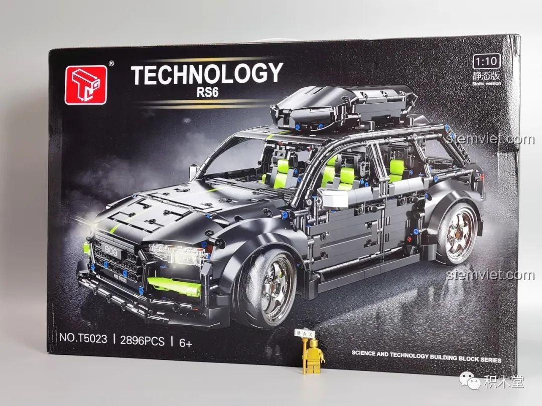 Hộp của bộ xếp hình Siêu xe Audi RS6 Avant T5023 với thiết kế màu đen và hình ảnh sản phẩm sắc nét.