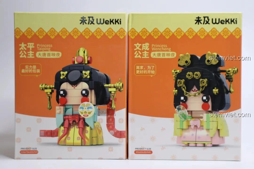 Hộp đồ chơi lắp ghép Wekki 516030 Đại Đường Thủ Diễn Dạ với hình Thái Bình Công Chúa và Văn Thành Công Chúa, trải nghiệm Wekki 516 030 Thái Bình Công Chúa.