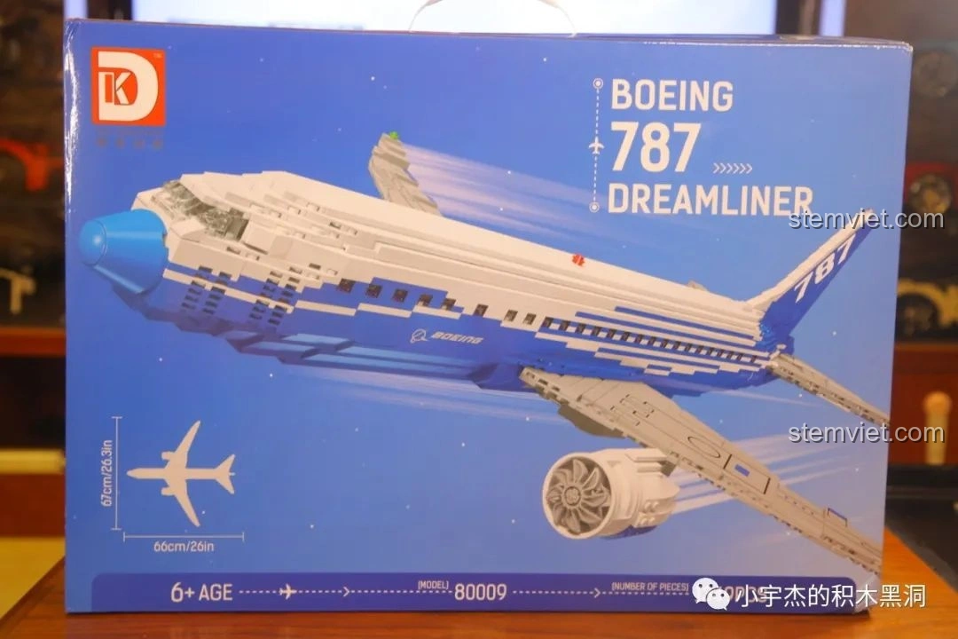 Hộp đồ chơi lắp ráp TEC Creators 80009 Máy bay Boeing 787 Dreamliner, mặt trước ấn tượng.