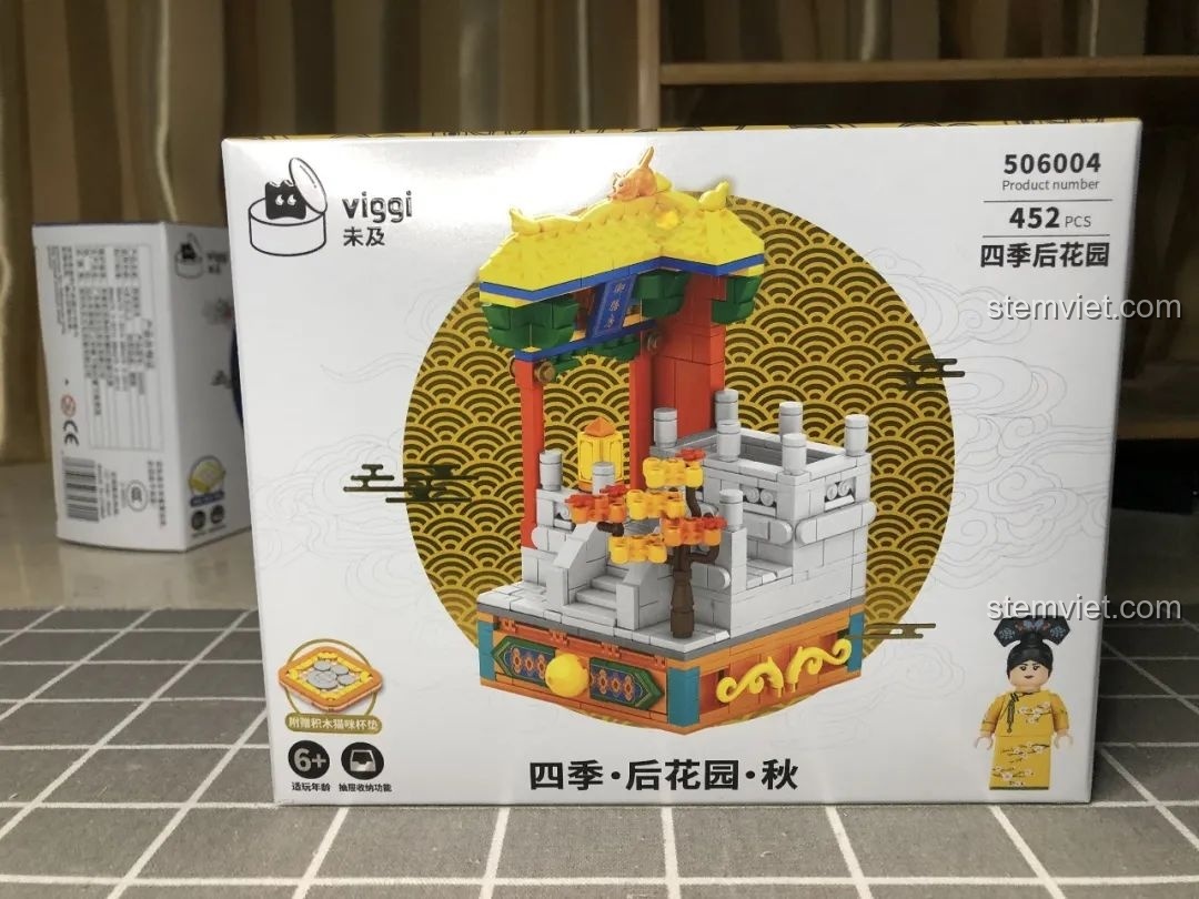 Hộp sản phẩm Wekki 506004 Cảnh Thu, mô hình vườn thượng uyển mùa thu với 452 mảnh ghép.