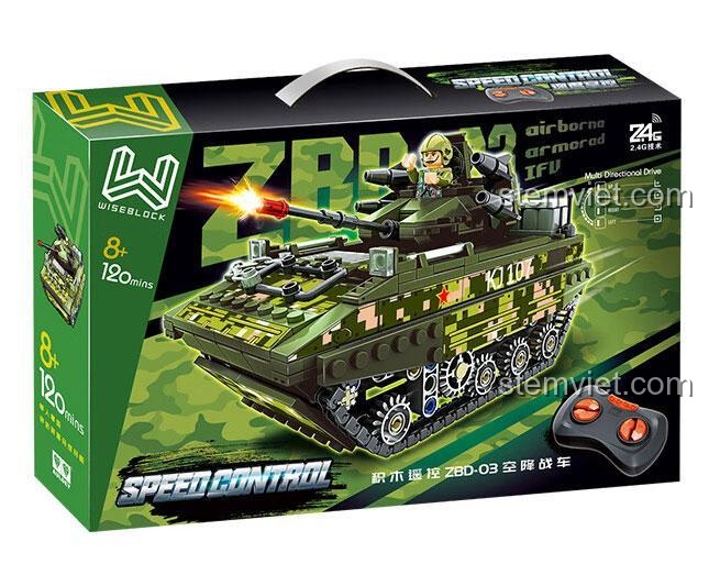 Hộp đồ chơi lắp ráp xe tăng RC WISE BLOCK HA389141, món quà giá rẻ cho bé trai mê quân sự.