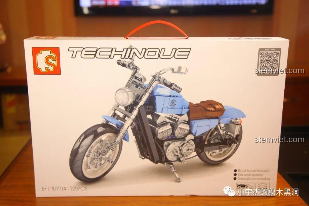 Hộp đồ chơi lắp ráp SEMBO 701714 Mô tô Harley-Davidson Forty-Eight Kỷ niệm 115 năm ANX với hình ảnh sản phẩm hoàn thiện.