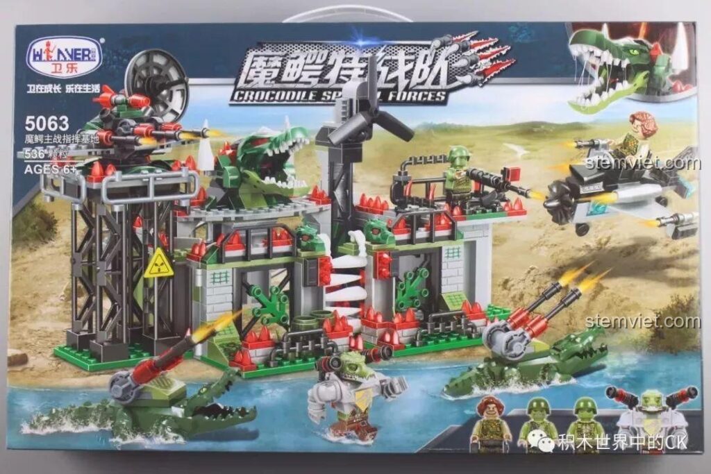 Mặt trước hộp đồ chơi lắp ráp Winner 5063 Căn Cứ Chỉ Huy Chính Của Biệt Đội Cá Sấu với hình ảnh mô hình hoàn chỉnh.