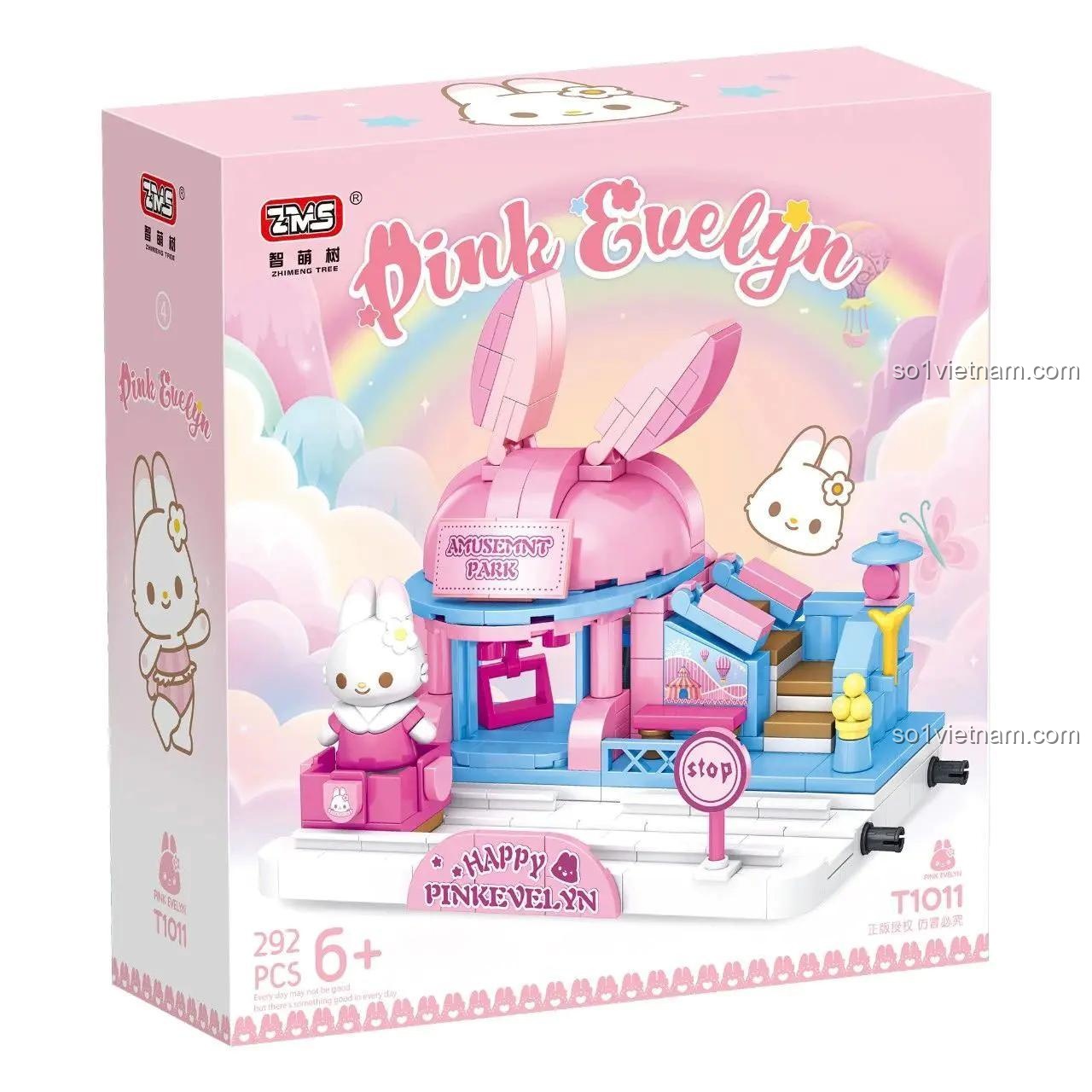 Hộp bộ đồ chơi Pink Evelyn ZMS T1011-4, 292 mảnh, 4 mô hình, 6+ tuổi, màu hồng, thế giới thần tiên, giá tốt