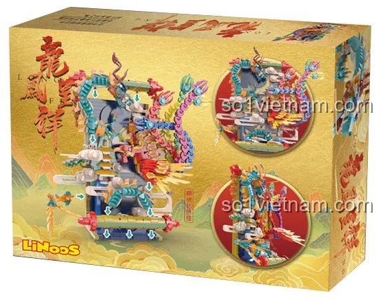 Hộp đựng bộ lắp ghép LiNoos LN7042 Rồng Phượng Trình Tường mặt sau