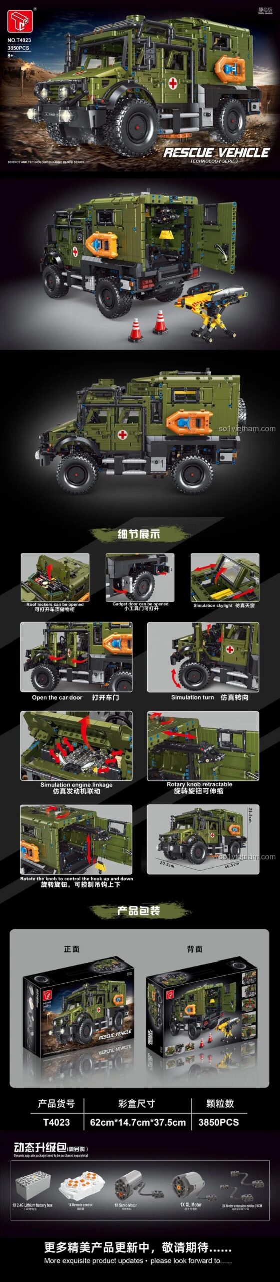Hộp đựng Xe Cứu Hộ Unimog T4023 - Kích thước