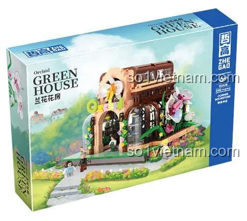 Hộp sản phẩm bộ đồ chơi nhà kính hoa lan ZHEGAO 00419